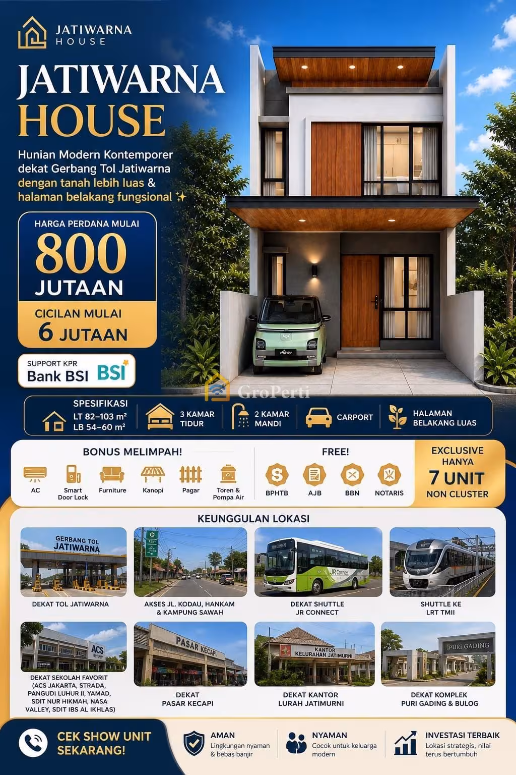Dijual Rumah dekat tol Jatiwarna PondokMelati Bekasi tanah luas 3KT  - 2